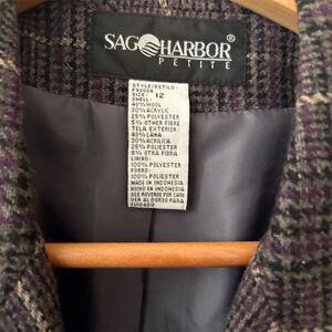 Sag Harbor Women's Petite Blazer Size 12 Multicolor Herringbone Vintage